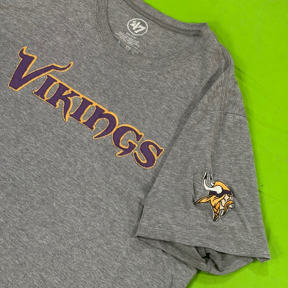 Minnesota Vikings 47 Brand T-Shirt Men's 2X Gray NFL Sleeve Logo Football Tee